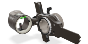 Dialed Pruf Mover Bow Sight Bridge Lock Custom Bruin Color with Smoke Wheel RH 3 Pin Vertical